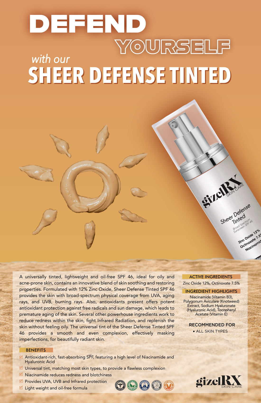 Sheer Defense Tinted Broad Spectrum Sunscreen SPF 46